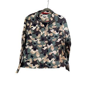 Boden Star Green Camouflage Print Jacket Size 8R